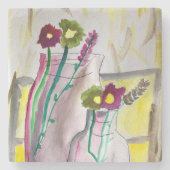 Wildflowers in vase abstract art stenen onderzetter (Voorkant)
