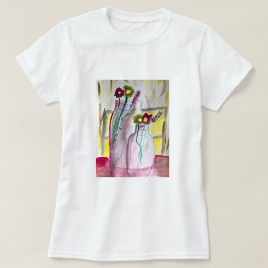 Wildflowers in vase abstract art t-shirt (Design voorkant)