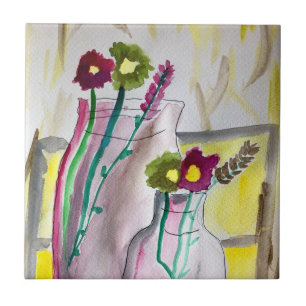 Wildflowers in vase abstract art tegeltje