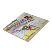 Wildflowers in vase abstract art tegeltje (Zijkant)