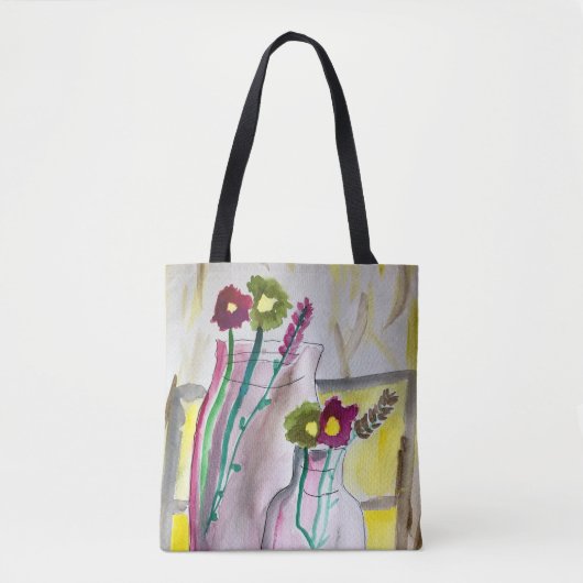 Wildflowers in vase abstract art tote bag (Voorkant)