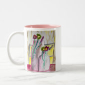 Wildflowers in vase abstract art tweekleurige koffiemok (Links)