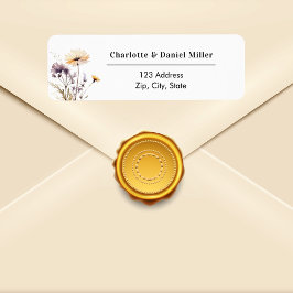 Wildflowers ivory purple return address etiket
