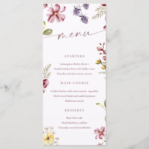 Wildflowers Kalligrafie Floral Menu Kaart
