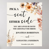 Wildflowers kiezen zitplaats aan weerszijden huwel poster (Voorkant)