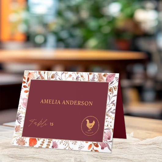 Wildflowers Kip Maaltijd Keuze Naam Gast Kaart