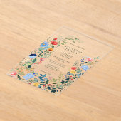 Wildflowers Kleurrijke tuin bruiloft Acryl Uitnodigingen (Laagn)