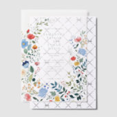 Wildflowers Kleurrijke tuin bruiloft Vellum Uitnodigingen (Offset (Uitnodiging))