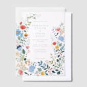 Wildflowers Kleurrijke tuin bruiloft Vellum Uitnodigingen (Offset)