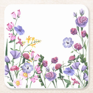 Wildflowers Kleurrijke Vrolijke Tuinbloemen Kartonnen Onderzetters