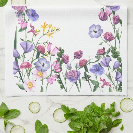 Wildflowers Kleurrijke Vrolijke Tuinbloemen Theedoek (Gevouwen)