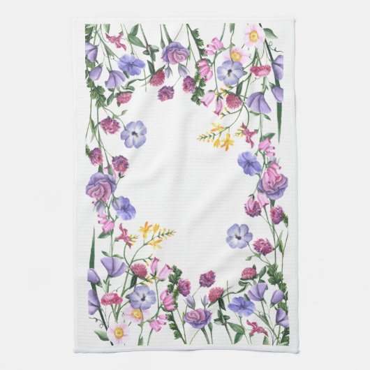 Wildflowers Kleurrijke Vrolijke Tuinbloemen Theedoek (Verticaal)