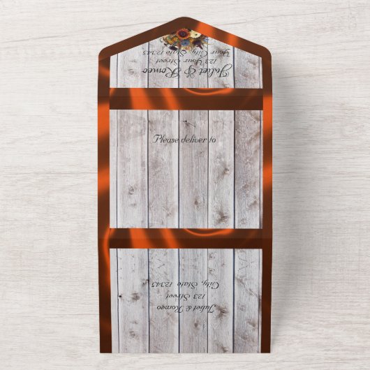 Wildflowers, koperlint en lichten all in one uitnodiging (Buitenkant)