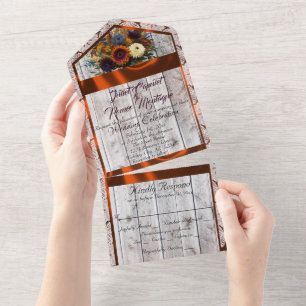 Wildflowers, koperlint, kant en lichten all in one uitnodiging