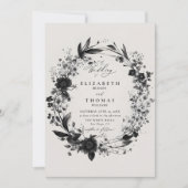 Wildflowers Krans Modern Chic Elegant Huwelijk Kaart (Voorkant)