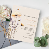 Wildflowers landelijke gele bruiloft uitnodiging