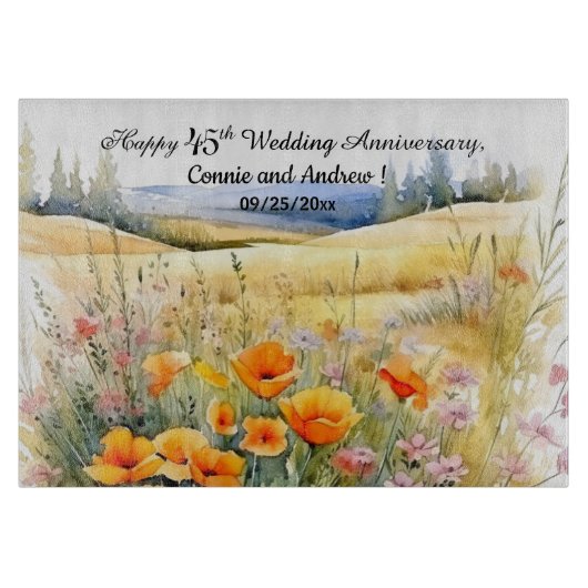 Wildflowers Landschap 45e bruiloft Jubileum Snijplank (Voorkant)