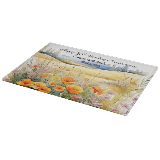 Wildflowers Landschap 45e bruiloft Jubileum Snijplank (Hoek)