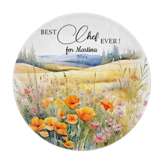 Wildflowers Landschap Beste Chef Ooit Gift Snijplank (Voorkant)