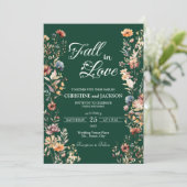 Wildflowers Leaf Herfst in liefde en details bruil Kaart (Staand voorkant)