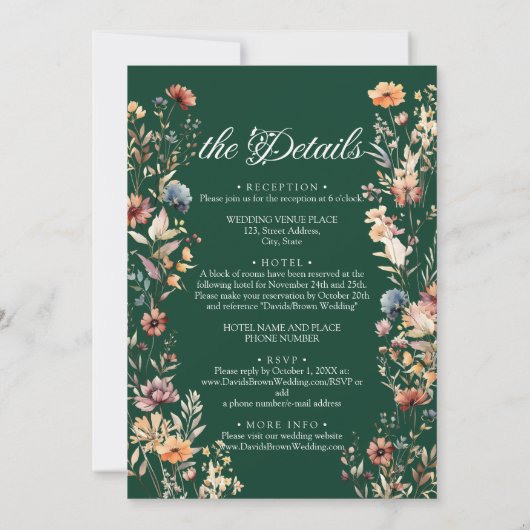 Wildflowers Leaf Herfst in liefde en details bruil Kaart (Achterkant)