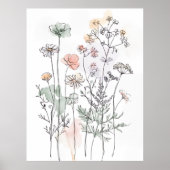 Wildflowers & Leafy Branches, Modern Home Décor Poster (Voorkant)