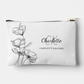 Wildflowers line art eenvoudige monogram naam etui (Achterkant)