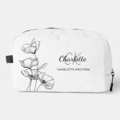 Wildflowers line art eenvoudige monogram naam toilettasje (Voorkant)