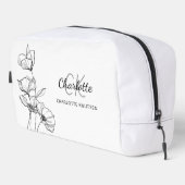 Wildflowers line art eenvoudige monogram naam toilettasje (Rechterhoek)