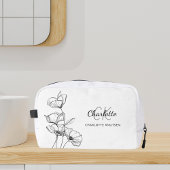 Wildflowers line art eenvoudige monogram naam toilettasje