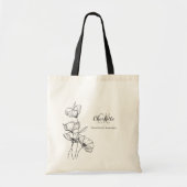 Wildflowers line art eenvoudige monogram naam tote bag (Voorkant)
