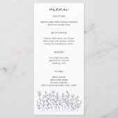 Wildflowers Line Art Elegant Chic Modern CUSTOM Menu (Voorkant)
