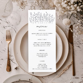 Wildflowers Line Art Elegant Chic Modern CUSTOM Menu
