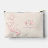 Wildflowers line art roze crème monogram naam etui (Achterkant)