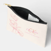 Wildflowers line art roze crème monogram naam etui (Open)