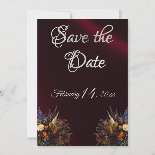 Wildflowers, lint & foto - Bourgogne Save The Date (Voorkant)