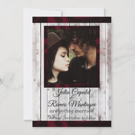 Wildflowers, lint & foto - Bourgogne Save The Date (Achterkant)