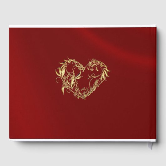 Wildflowers, lint & hart bruiloft - rood gastenboek (Achterkant)