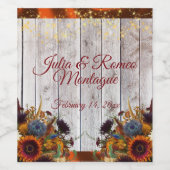 Wildflowers, lint & lichten bruiloft - koper wijn etiket (Enkel label)