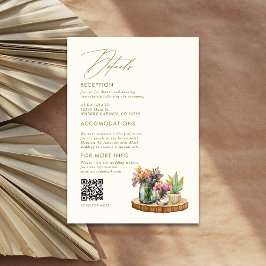 Wildflowers Mason Jar Boho bohemian bruiloft detai Informatiekaartje