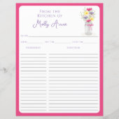 Wildflowers Mason Jar Pink & Purple Recipe Sheets (Voorkant)