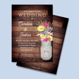 Wildflowers Mason Jar Spring Garden Wedding Kaart