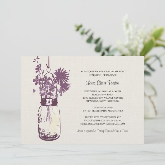 Wildflowers & Mason Jar Vrijgezellenfeest Kaart (Staand voorkant)