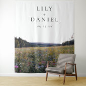 Wildflowers Meadow Floral Wedding Photo Backdrop Wandkleed (In situ)