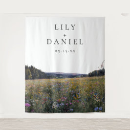 Wildflowers Meadow Floral Wedding Photo Backdrop Wandkleed