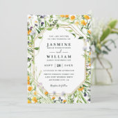 Wildflowers Meadow Rustic Elegant QR Code Wedding Kaart (Staand voorkant)