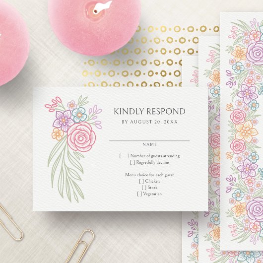 Wildflowers Meadow Wedding RSVP Kaartje