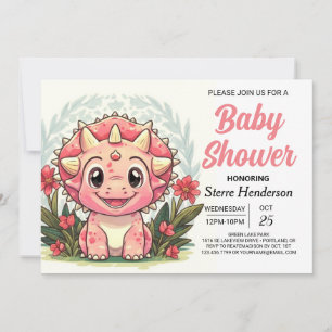 Wildflowers Meisje Dinosaurus Meisje Baby shower Kaart