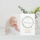 Wildflowers Meisje Doop Bedankkaartjes Kaart (Staand voorkant)