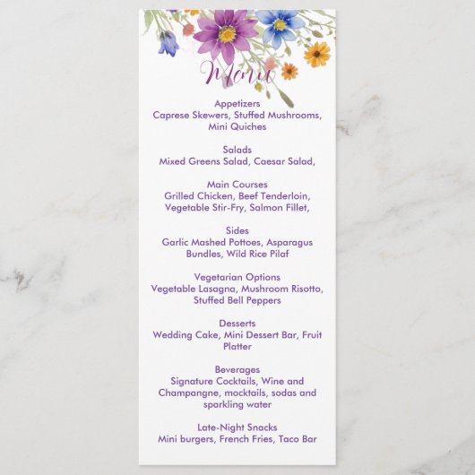Wildflowers Menu (Voorkant)